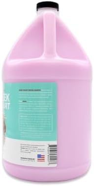 bark2basics pomegranate greek yogurt dog shampoo, 1 gallon shown in use
