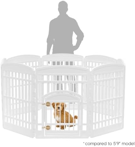 iris usa 8-panel dog playpen, pet enclosure, white shown in use