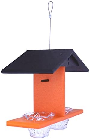 oriole bird feeder, double-cup, black/orange showing dimensions