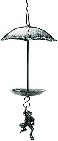 sungmor cast iron hanging bird feeder, vintage green, main product view