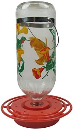 original best-1 flowers hummingbird feeder 32 ounce glass shown in use
