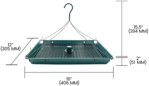 2-in-1 platform bird feeder - 3 pack showing dimensions