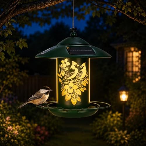 avinel solar lantern bird feeder – solar-powered outdoor shown in use