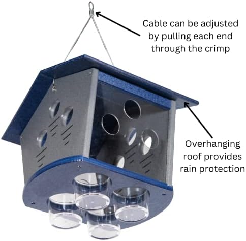 jcs wildlife enclosed bluebird feeder, keeps starlings and, side view