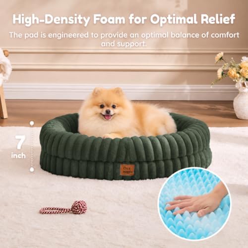 chixnuggle orthopedic dog bed, washable cover, faux fur, side view
