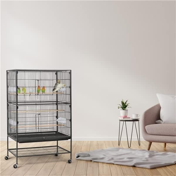 aviary on stand large bird cage on wheels, close-up detail