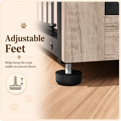 yaheetech 27.5in wooden dog crate furniture w/cushion for, front angle view