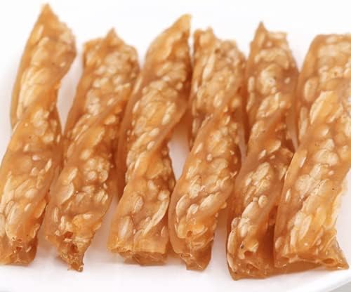 luvchew chicken dog chew twist sticks, puffed human, side view