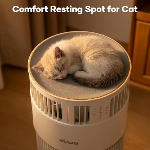 wisesky cat air purifier for large rooms, 5-stage, close-up detail