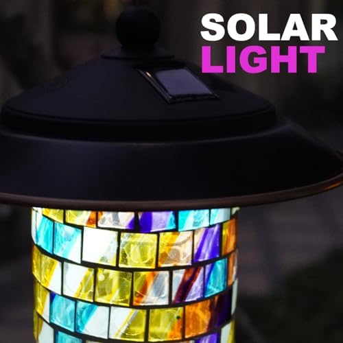 solar bird feeder with stained glass, easy clean, close-up detail
