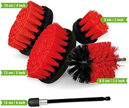 premium drill brush professional – stiff 5-piece set, side view
