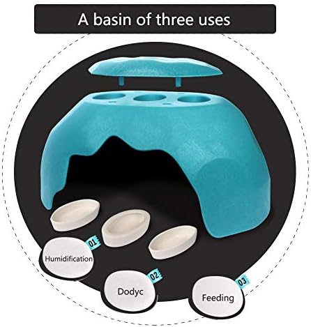 omem reptiles house with ceramic sink terrarium hide, front angle view