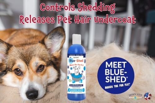 south bark's blue-shed® shampoo for dogs and cats shown in use