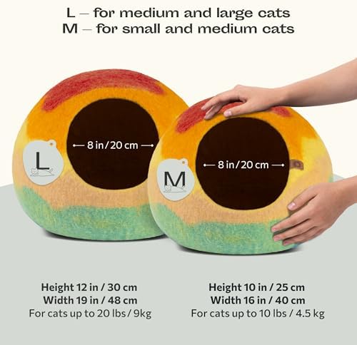 meowfia cat cave – premium felt cat bed shown in use