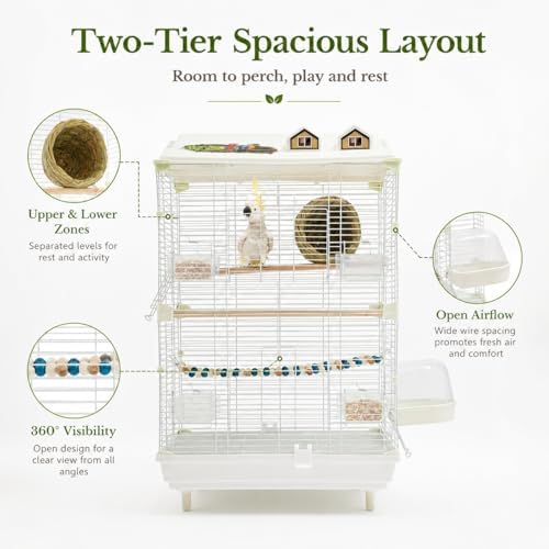 30 inch iron bird cage with stand for, close-up detail