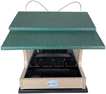 jcs wildlife large poly hopper bird feeder showing dimensions