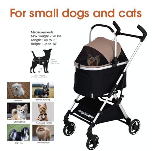small pet stroller for dogs & cats under, side view