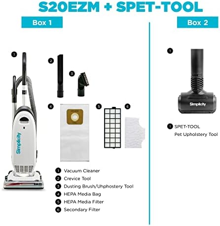 simplicity vacuums allergy upright bagged vacuum cleaner and shown in use
