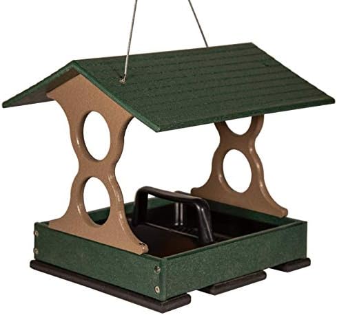 jcs wildlife medium poly fly-thru bird feeder w/removable shown in use
