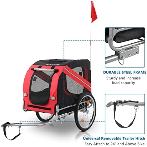 pexmor dog bike trailer - folding pet cart showing dimensions