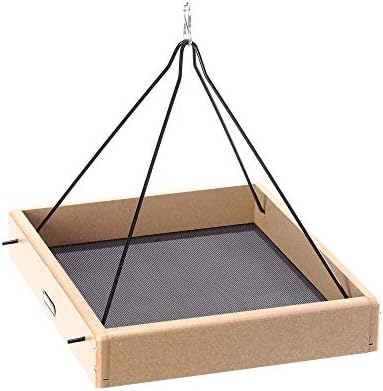 birds choice hanging tray bird feeder | large, side view