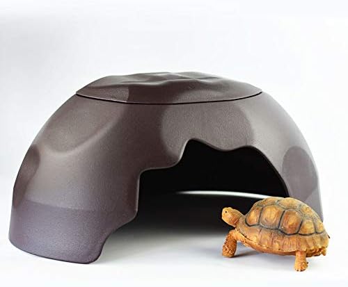 omem reptiles house with ceramic sink terrarium hide, side view