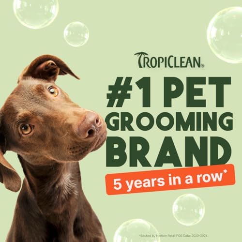 tropiclean 2-in-1 dog shampoo and conditioner, professional dog, close-up detail
