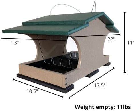 jcs wildlife large poly hopper bird feeder, close-up detail
