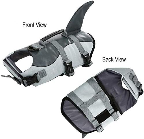 queenmore dog life jacket, cute shark dog life, front angle view