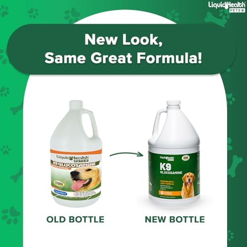 liquidhealth 128 oz k9 liquid glucosamine for dogs shown in use