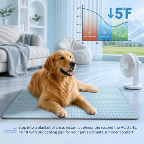 dog cooling mat for large dogs,42"x27" washable cooling shown in use