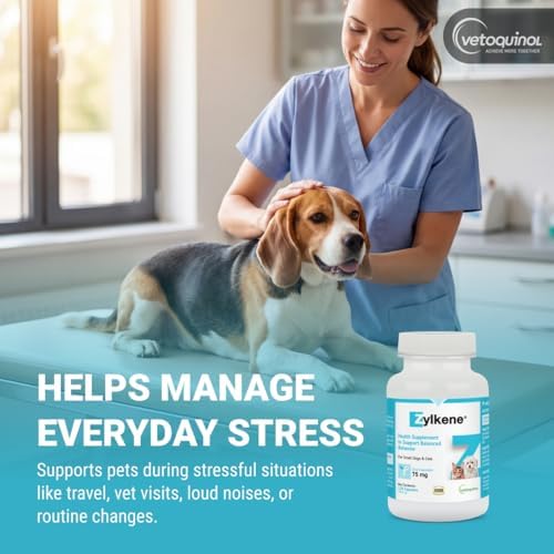 vetoquinol zylkene, calming capsules for small dogs &, close-up detail