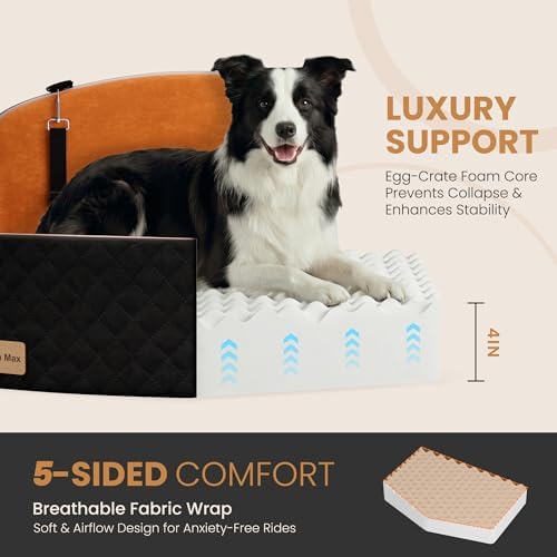 dog car seat for medium/large dogs, pet booster, side view