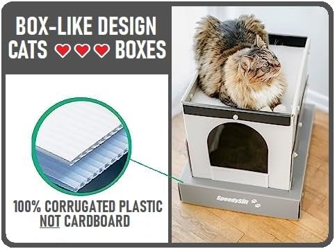 speedysift hooded cat litter box starter kit, includes, side view