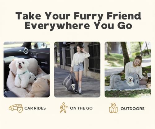 pet awesome dog car seat, puppy booster seat showing dimensions