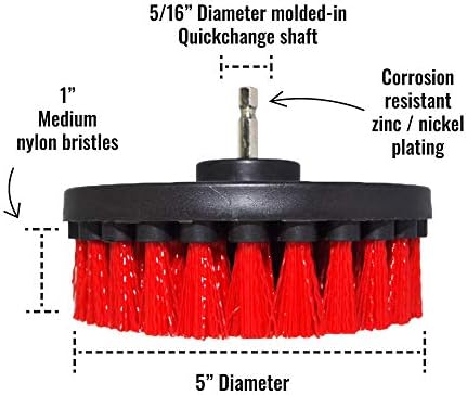 premium drill brush professional – stiff 5-piece set showing dimensions
