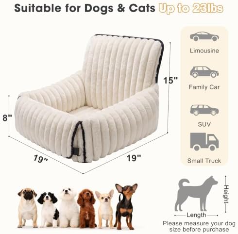 mixjoy 6-in-1 dog car seat for small/medium dogs showing dimensions