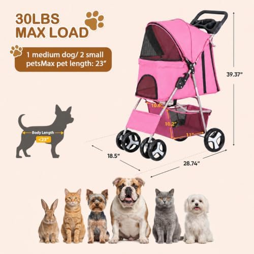 pet stroller 4 wheels dog cat stroller for, close-up detail