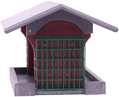 deluxe bird feeder with suet holders, made with, close-up detail