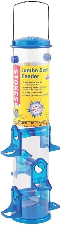 stokes select jumbo seed tube bird feeder, assorted,1 shown in use