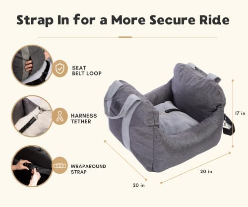 pet awesome dog car seat, puppy booster seat, side view