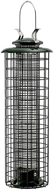 woodlink caged screen tube bird feeder, close-up detail