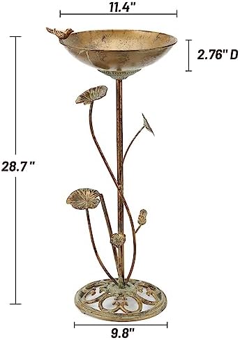 11.4" w x 28.7" h cast iron pedestal showing dimensions
