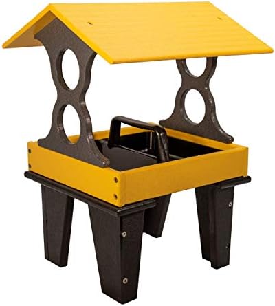 jcs wildlife medium ground fly thru bird feeder shown in use