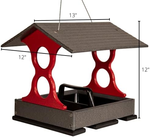 jcs wildlife medium poly fly-thru bird feeder w/removable, side view