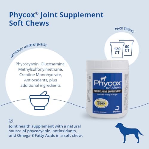 phycox dog joint supplement soft chews, 120 ct, side view
