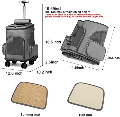 wheeled pet carrier backpack pet stroller, travel carrier, close-up detail