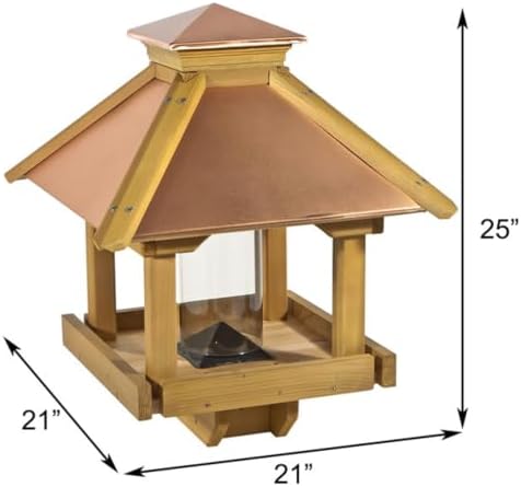 woodlink copgazebo coppertop wood gazebo bird feeder, close-up detail