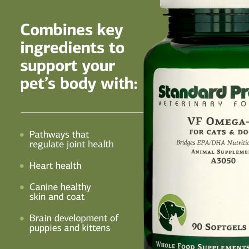 standard process vf omega-3 for pets, 90 softgels, side view