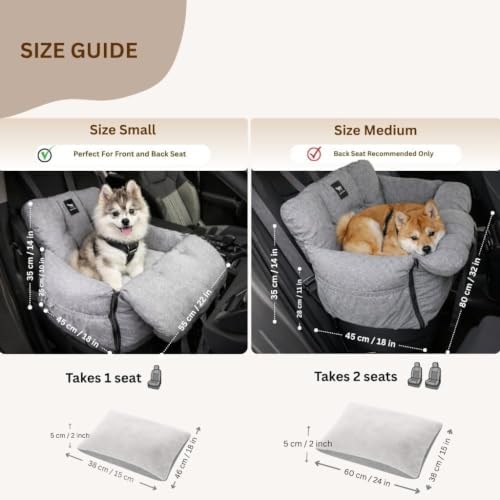 jacko & co - premium dog car seat showing dimensions